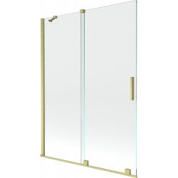 Mexen Velar Kádparaván 2 részes  csúszó 130 x 150 cm,  átlátszó nano, arany s csiszolt- 896-130-000-01-55 Kádparaván Fürdökád Mexen