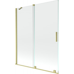 Mexen Velar Kádparaván 2 részes  csúszó 140 x 150 cm,  átlátszó nano, arany s csiszolt- 896-140-000-01-55 Kádparaván Fürdökád Mexen
