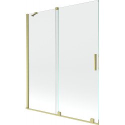 Mexen Velar Kádparaván 2 részes  csúszó 140 x 150 cm,  átlátszó nano, arany s csiszolt- 896-140-000-01-55 Kádparaván Fürdökád Mexen