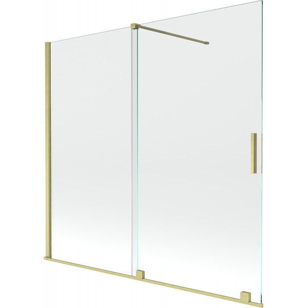 Mexen Velar Kádparaván 2 részes  csúszó 160 x 150 cm,  átlátszó nano, arany s csiszolt- 896-160-000-01-55 Kádparaván