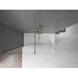 Mexen Velar Kádparaván 2 részes  csúszó 160 x 150 cm,  átlátszó nano, arany s csiszolt- 896-160-000-01-55 Kádparaván
