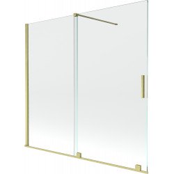 Mexen Velar Kádparaván 2 részes  csúszó 170 x 150 cm,  átlátszó nano, arany s csiszolt- 896-170-000-01-55 Kádparaván Fürdökád Mexen