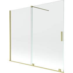 Mexen Velar Kádparaván 2 részes  csúszó 180 x 150 cm,  átlátszó nano, arany s csiszolt- 896-180-000-01-55 Kádparaván Fürdökád Mexen