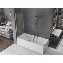 Mexen Velar Kádparaván 2 részes  csúszó 180 x 150 cm,  átlátszó nano, arany s csiszolt- 896-180-000-01-55 Kádparaván