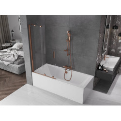 Mexen Velar Kádparaván 2 részes  csúszó 90 x 150 cm,  átlátszó nano, rózsa arany - 896-090-000-01-60 Kádparaván Fürdökád Mexen