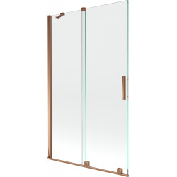 Mexen Velar Kádparaván 2 részes  csúszó 110 x 150 cm,  átlátszó nano, rózsa arany - 896-110-000-01-60 Kádparaván Fürdökád Mexen