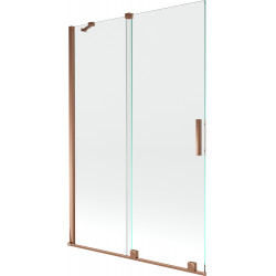 Mexen Velar Kádparaván 2 részes  csúszó 120 x 150 cm,  átlátszó nano, rózsa arany - 896-120-000-01-60 Kádparaván Fürdökád Mexen