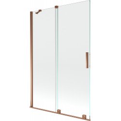 Mexen Velar Kádparaván 2 részes  csúszó 120 x 150 cm,  átlátszó nano, rózsa arany - 896-120-000-01-60 Kádparaván Fürdökád Mexen