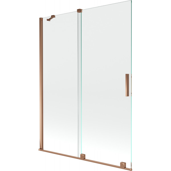 Mexen Velar Kádparaván 2 részes  csúszó 130 x 150 cm,  átlátszó nano, rózsa arany - 896-130-000-01-60 Kádparaván