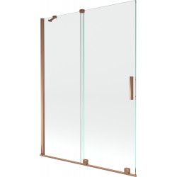 Mexen Velar Kádparaván 2 részes  csúszó 130 x 150 cm,  átlátszó nano, rózsa arany - 896-130-000-01-60 Kádparaván Fürdökád Mexen