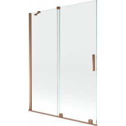 Mexen Velar Kádparaván 2 részes  csúszó 130 x 150 cm,  átlátszó nano, rózsa arany - 896-130-000-01-60 Kádparaván Fürdökád Mexen