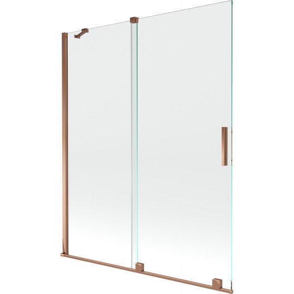 Mexen Velar Kádparaván 2 részes  csúszó 140 x 150 cm,  átlátszó nano, rózsa arany - 896-140-000-01-60 Kádparaván