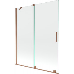 Mexen Velar Kádparaván 2 részes  csúszó 140 x 150 cm,  átlátszó nano, rózsa arany - 896-140-000-01-60 Kádparaván Fürdökád Mexen
