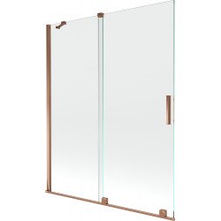 Mexen Velar Kádparaván 2 részes  csúszó 140 x 150 cm,  átlátszó nano, rózsa arany - 896-140-000-01-60 Kádparaván Fürdökád Mexen