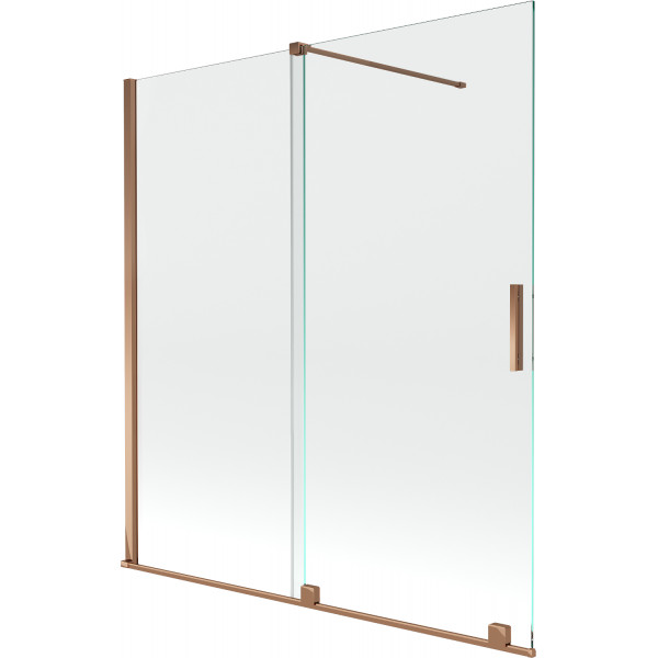 Mexen Velar Kádparaván 2 részes  csúszó 150 x 150 cm,  átlátszó nano, rózsa arany - 896-150-000-01-60 Kádparaván