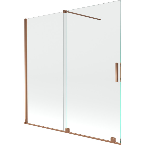 Mexen Velar Kádparaván 2 részes  csúszó 160 x 150 cm,  átlátszó nano, rózsa arany - 896-160-000-01-60 Kádparaván