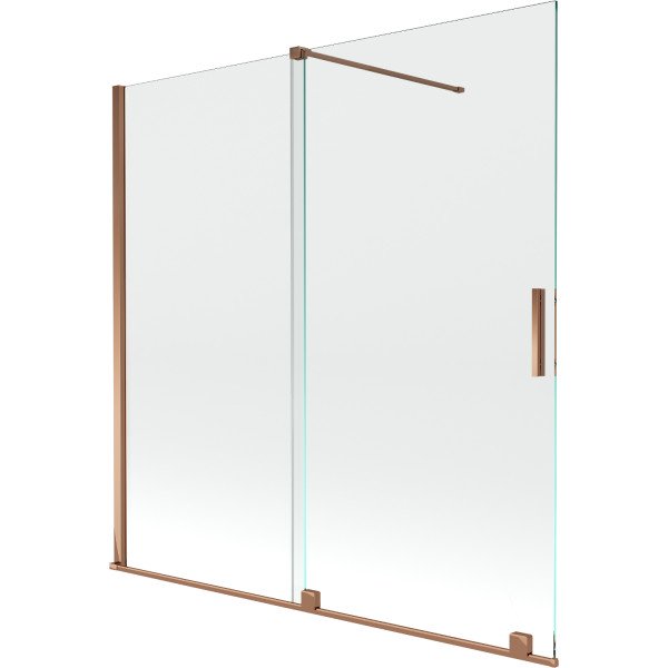 Mexen Velar Kádparaván 2 részes  csúszó 160 x 150 cm,  átlátszó nano, rózsa arany - 896-160-000-01-60 Kádparaván