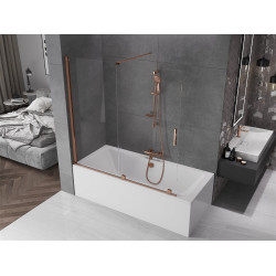 Mexen Velar Kádparaván 2 részes  csúszó 160 x 150 cm,  átlátszó nano, rózsa arany - 896-160-000-01-60 Kádparaván Fürdökád Mexen