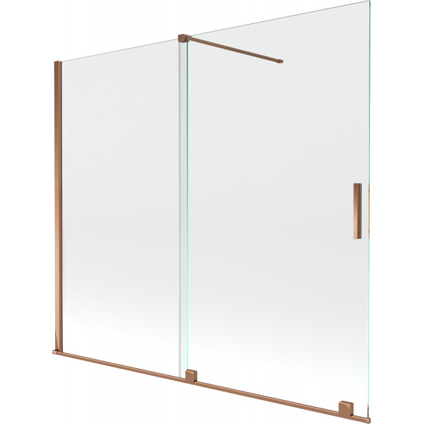 Mexen Velar Kádparaván 2 részes  csúszó 180 x 150 cm,  átlátszó nano, rózsa arany - 896-180-000-01-60 Kádparaván