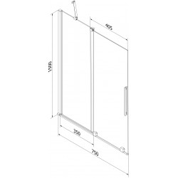 Mexen Velar Kádparaván 2 részes  csúszó 75 x 150 cm,  átlátszó nano, réz csiszolt- 896-075-000-01-65 Kádparaván