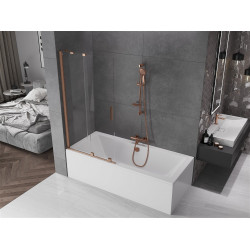 Mexen Velar Kádparaván 2 részes  csúszó 90 x 150 cm,  átlátszó nano, réz csiszolt- 896-090-000-01-65 Kádparaván Fürdökád Mexen