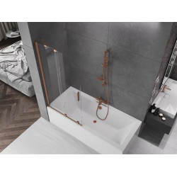 Mexen Velar Kádparaván 2 részes  csúszó 90 x 150 cm,  átlátszó nano, réz csiszolt- 896-090-000-01-65 Kádparaván