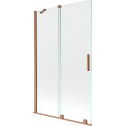 Mexen Velar Kádparaván 2 részes  csúszó 110 x 150 cm,  átlátszó nano, réz csiszolt- 896-110-000-01-65 Kádparaván Fürdökád Mexen