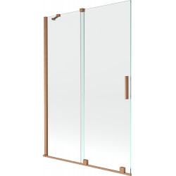Mexen Velar Kádparaván 2 részes  csúszó 120 x 150 cm,  átlátszó nano, réz csiszolt- 896-120-000-01-65 Kádparaván Fürdökád Mexen