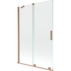 Mexen Velar Kádparaván 2 részes  csúszó 120 x 150 cm,  átlátszó nano, réz csiszolt- 896-120-000-01-65 Kádparaván Fürdökád Mexen