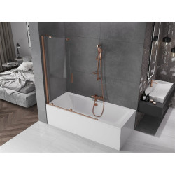 Mexen Velar Kádparaván 2 részes  csúszó 130 x 150 cm,  átlátszó nano, réz csiszolt- 896-130-000-01-65 Kádparaván