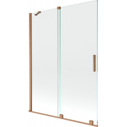 Mexen Velar Kádparaván 2 részes  csúszó 130 x 150 cm,  átlátszó nano, réz csiszolt- 896-130-000-01-65 Kádparaván Fürdökád Mexen