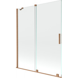 Mexen Velar Kádparaván 2 részes  csúszó 140 x 150 cm,  átlátszó nano, réz csiszolt- 896-140-000-01-65 Kádparaván Fürdökád Mexen