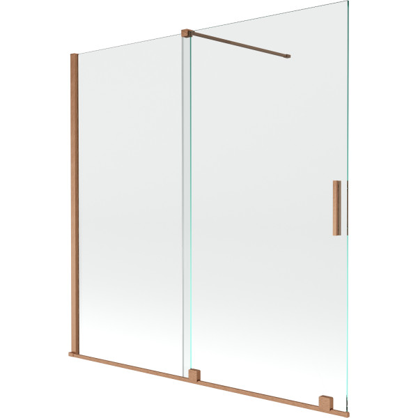 Mexen Velar Kádparaván 2 részes  csúszó 160 x 150 cm,  átlátszó nano, réz csiszolt- 896-160-000-01-65 Kádparaván
