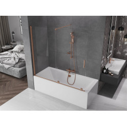 Mexen Velar Kádparaván 2 részes  csúszó 170 x 150 cm,  átlátszó nano, réz csiszolt- 896-170-000-01-65 Kádparaván Fürdökád Mexen