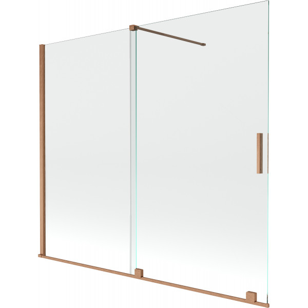 Mexen Velar Kádparaván 2 részes  csúszó 180 x 150 cm,  átlátszó nano, réz csiszolt- 896-180-000-01-65 Kádparaván