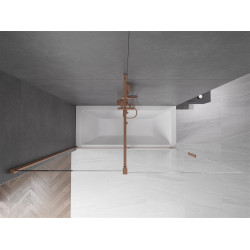 Mexen Velar Kádparaván 2 részes  csúszó 180 x 150 cm,  átlátszó nano, réz csiszolt- 896-180-000-01-65 Kádparaván