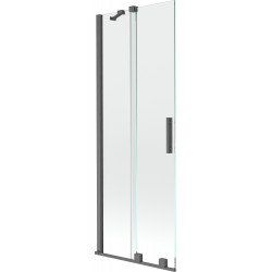 Mexen Velar Kádparaván 2 részes  csúszó 75 x 150 cm,  átlátszó nano, gun gray s csiszolt- 896-075-000-01-66 Kádparaván Fürdökád Mexen