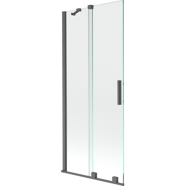 Mexen Velar Kádparaván 2 részes  csúszó 80 x 150 cm,  átlátszó nano, gun gray s csiszolt- 896-080-000-01-66 Kádparaván