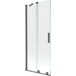 Mexen Velar Kádparaván 2 részes  csúszó 80 x 150 cm,  átlátszó nano, gun gray s csiszolt- 896-080-000-01-66 Kádparaván Fürdökád Mexen