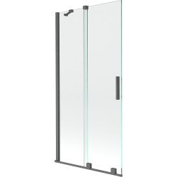 Mexen Velar Kádparaván 2 részes  csúszó 95 x 150 cm,  átlátszó nano, gun gray s csiszolt- 896-095-000-01-66 Kádparaván Fürdökád Mexen