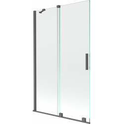 Mexen Velar Kádparaván 2 részes  csúszó 110 x 150 cm,  átlátszó nano, gun gray s csiszolt- 896-110-000-01-66 Kádparaván Fürdökád Mexen