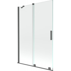 Mexen Velar Kádparaván 2 részes  csúszó 120 x 150 cm,  átlátszó nano, gun gray s csiszolt- 896-120-000-01-66 Kádparaván Fürdökád Mexen
