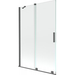 Mexen Velar Kádparaván 2 részes  csúszó 120 x 150 cm,  átlátszó nano, gun gray s csiszolt- 896-120-000-01-66 Kádparaván Fürdökád Mexen