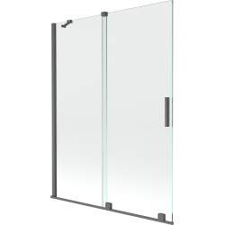 Mexen Velar Kádparaván 2 részes  csúszó 130 x 150 cm,  átlátszó nano, gun gray s csiszolt- 896-130-000-01-66 Kádparaván Fürdökád Mexen