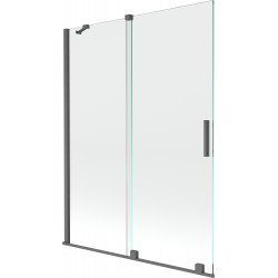 Mexen Velar Kádparaván 2 részes  csúszó 130 x 150 cm,  átlátszó nano, gun gray s csiszolt- 896-130-000-01-66 Kádparaván Fürdökád Mexen