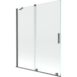 Mexen Velar Kádparaván 2 részes  csúszó 140 x 150 cm,  átlátszó nano, gun gray s csiszolt- 896-140-000-01-66 Kádparaván Fürdökád Mexen