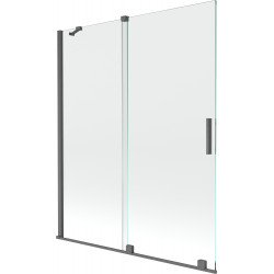 Mexen Velar Kádparaván 2 részes  csúszó 140 x 150 cm,  átlátszó nano, gun gray s csiszolt- 896-140-000-01-66 Kádparaván Fürdökád Mexen