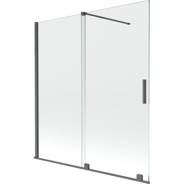 Mexen Velar Kádparaván 2 részes  csúszó 150 x 150 cm,  átlátszó nano, gun gray s csiszolt- 896-150-000-01-66 Kádparaván