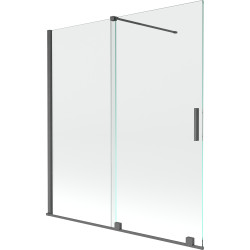 Mexen Velar Kádparaván 2 részes  csúszó 150 x 150 cm,  átlátszó nano, gun gray s csiszolt- 896-150-000-01-66 Kádparaván Fürdökád Mexen