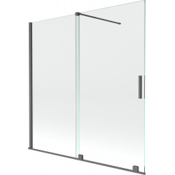 Mexen Velar Kádparaván 2 részes  csúszó 160 x 150 cm,  átlátszó nano, gun gray s csiszolt- 896-160-000-01-66 Kádparaván Fürdökád Mexen